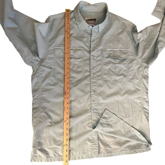 L.L. Bean Men's Light Green Insect Shield Button Up Fishing Hiking Shirt Size L - Picture 8 of 9